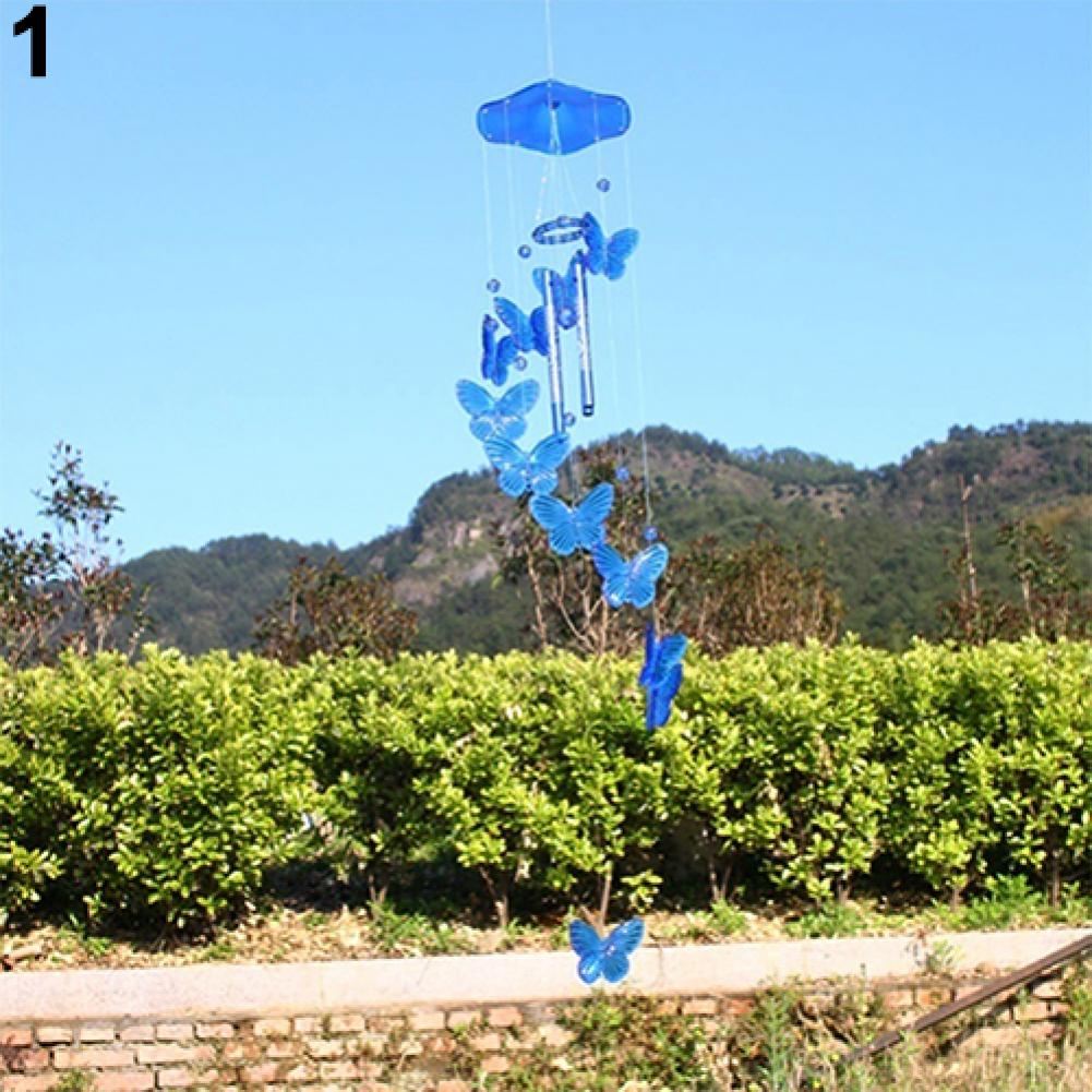 Campana de viento móvil de mariposa de cristal creativa, campana de jardín, ornamental, decoración colgante de salón, arte, decoración del hogar