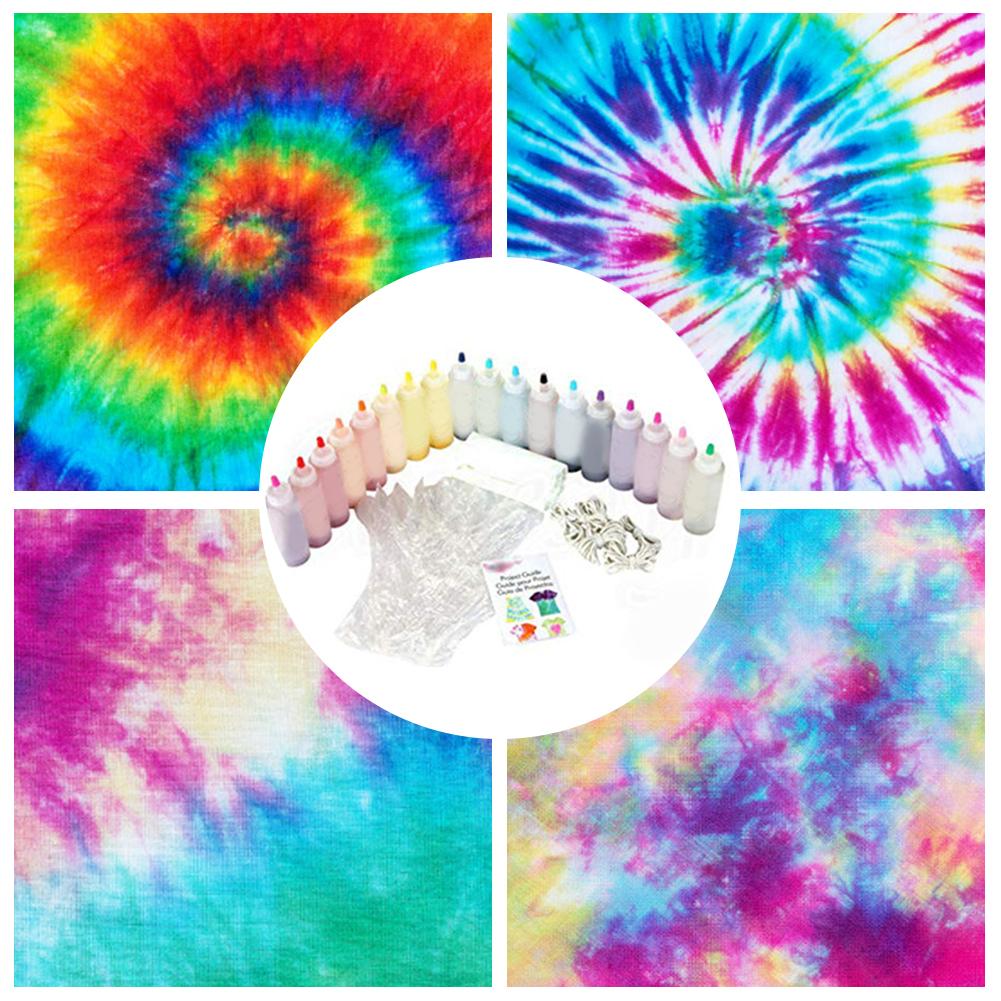 18 flasker tulipan one step tie dye kit stof tekstil permanent maling gør det selv tøj farver graffiti til solo projekter farvestoffer maling