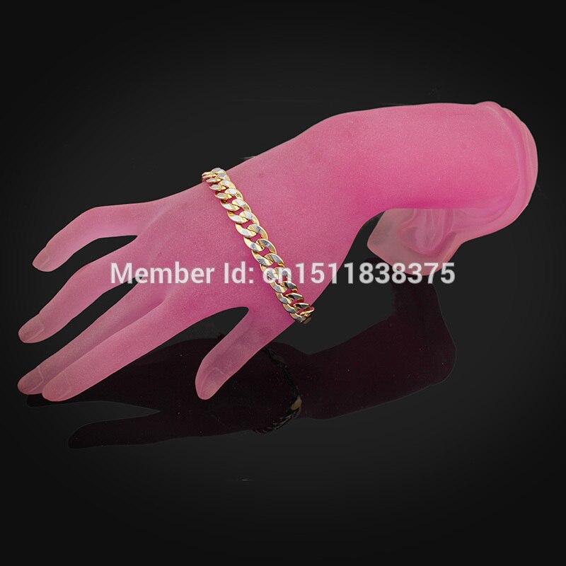 Trendy two color Gold Filled Necklace Bracelet wedding Accessories Jewelry Sets Men & Women Chain