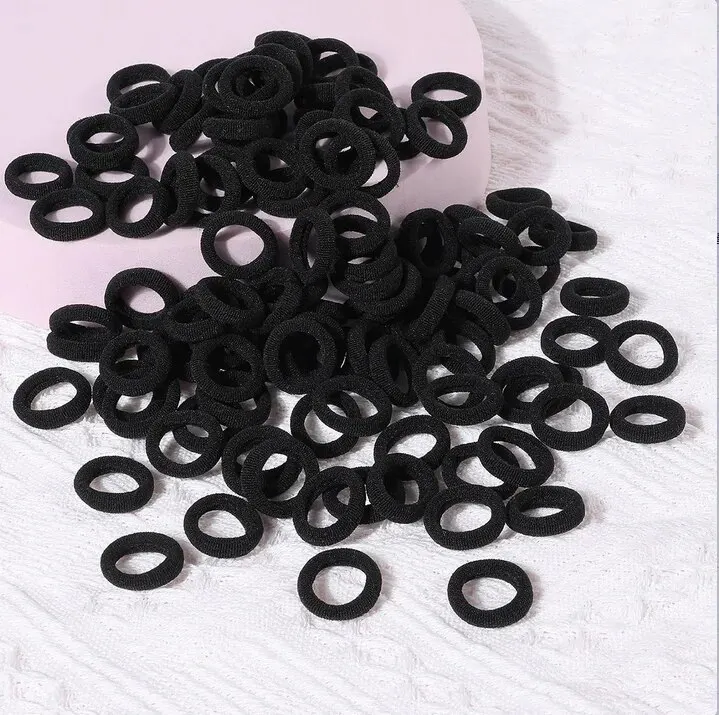 100/300/500pcs Girls Elastic Hair Bands Children Ponytail Hold Hair Tie Rubber Band Scrunchie Kids Hair Accessories for women: 4XL / black