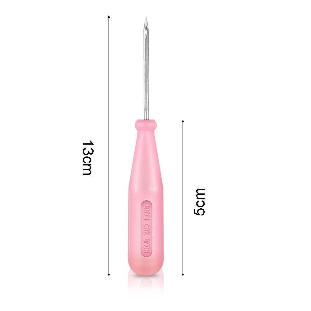 Punzón de acero para coser, herramienta de cuero hecha a mano, cono de mango de plástico, agujas de reparación de zapatos