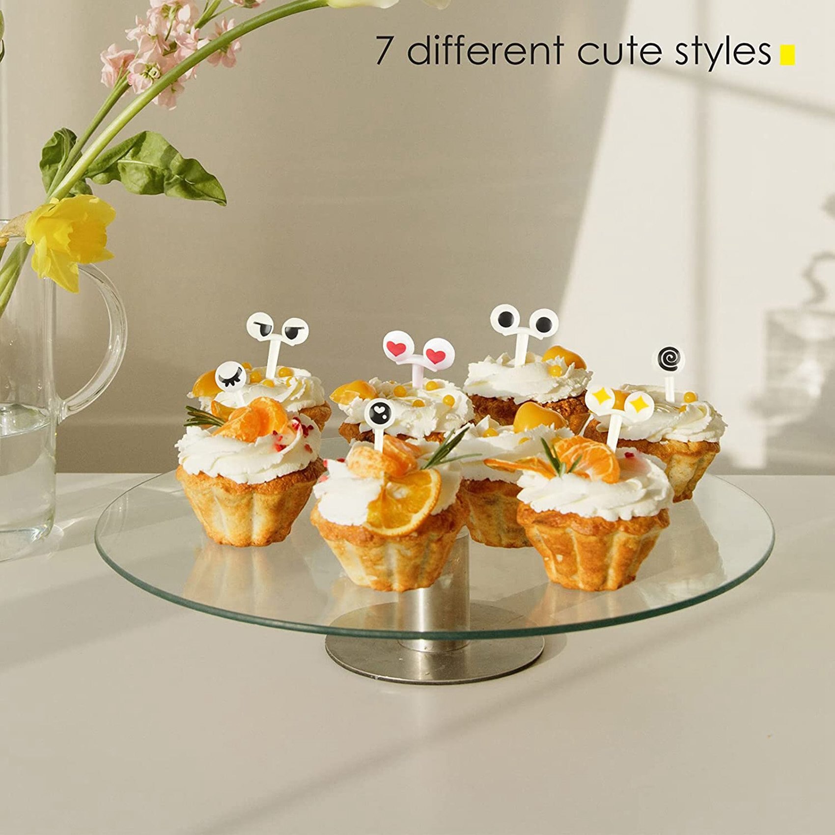 10 Stuks Van Mini Leuke Cartoon Ogen Lunchbox Decoratie Vork Fruit Vork Dessert Vork