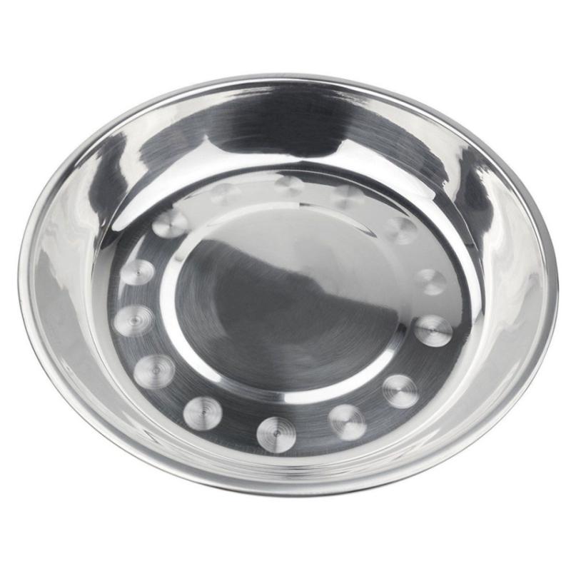 Multipurpose Soup Dish Stainless Steel Round Flat Plate Delicate Cake Metal Deep Plate Delicate Vegetables Fruit Dish Metal Plat: Default Title