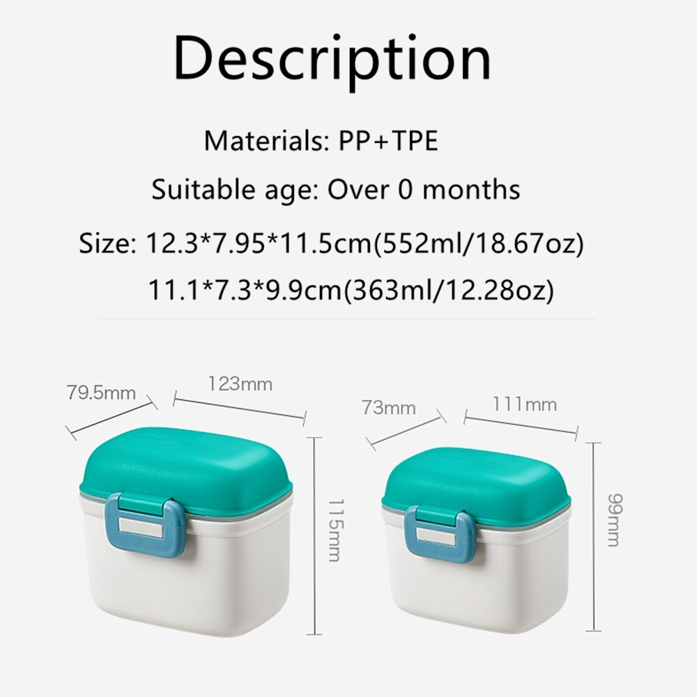 BC Babycare-caja de leche en polvo para bebé, botella de cuchara, dispensador portátil de fórmula de leche en polvo, contenedor de alimentos, caja de aperitivos