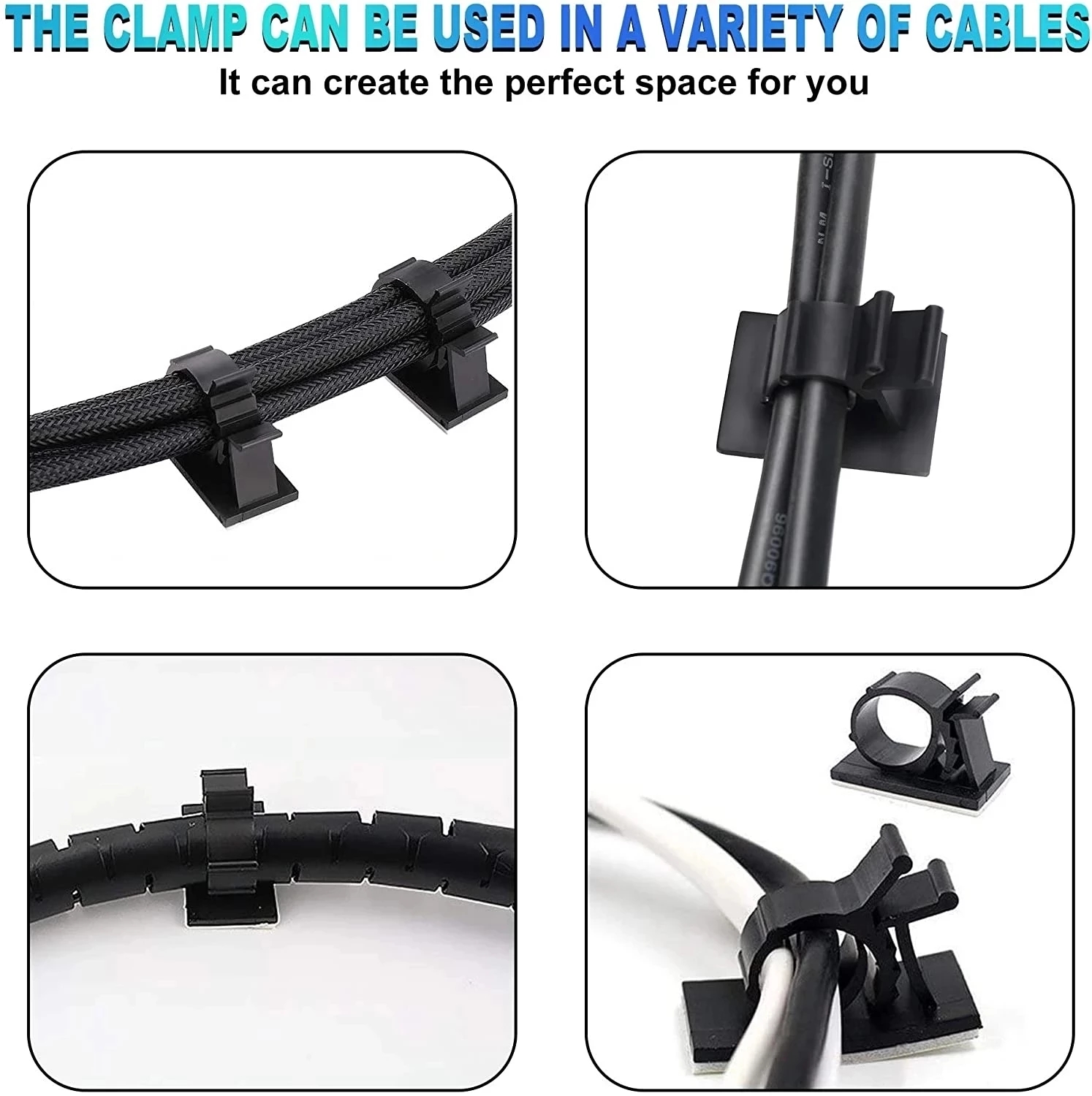 Kabelorganizer Zelfklevende kabelclips Tafel Kabelbeheer Klem Verstelbare snoerhouder voor auto PC TV Oplaaddraadhaspel