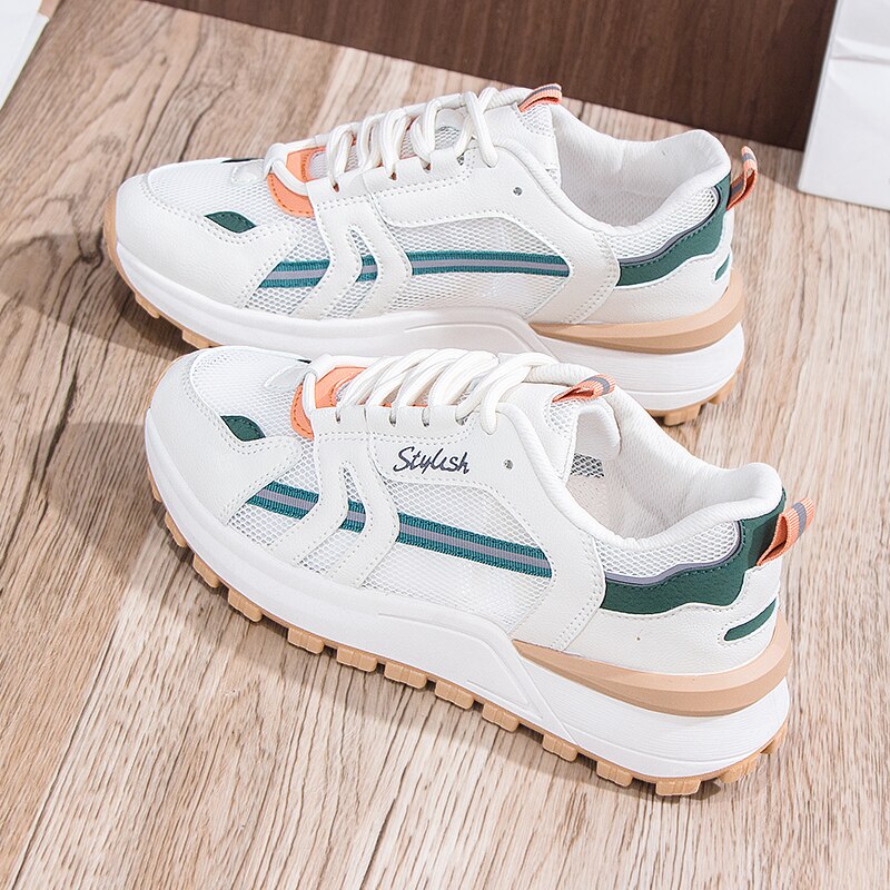 Zapatos de estilo de impresión para mujer, zapatillas femeninas informales de malla huecas, transpirables, para verano,