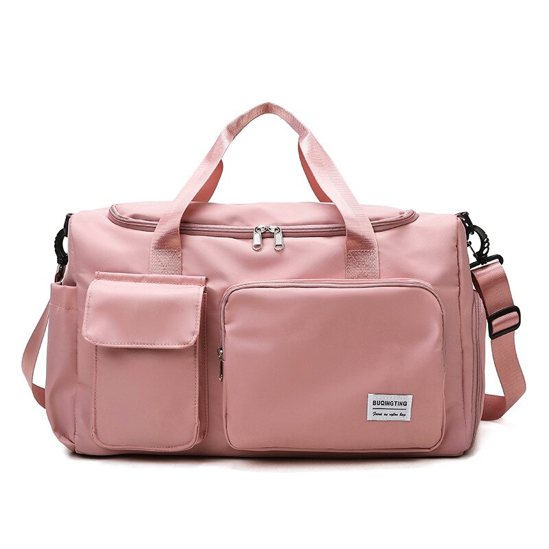 Casual Summer Nylon Travel Bag Woman Handbags Multifunction Wet Dry Separation With Shoe Position Sports Bag Large Travel Bags: pink