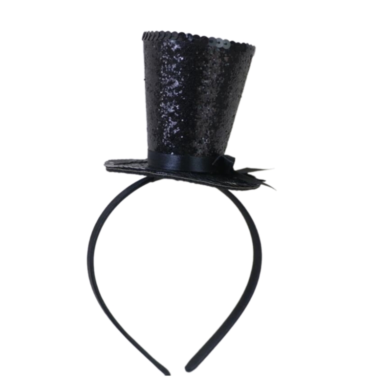 Slør top hat fascinators hårbøjle tehat til piger børn vintage pilleæskehat tehat fascinators halloween: Sort