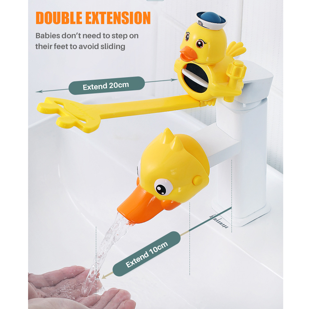 2PCS Kids Faucet Extender Animal Extenders Silicone Tap Extenders Antispattering Children Hand Washing Sink Handle Extender