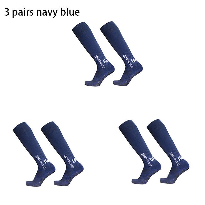 3pairs/set sport piłka nożna skarpety mężczyźni kobiety FS długa rurka skarpety piłkarskie silikonowy uchwyt antypoślizgowy skarpetki: 3pairs navy blue