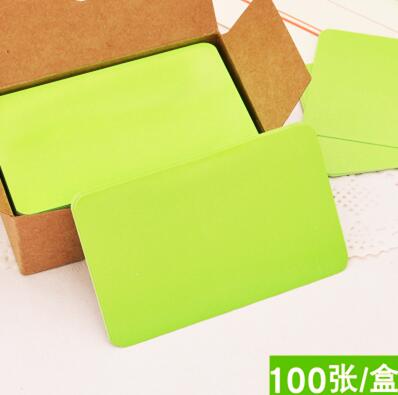 98pcs/lot 7colors blank card Small card Writable card 5.2x8.8cm Message card: Light Green