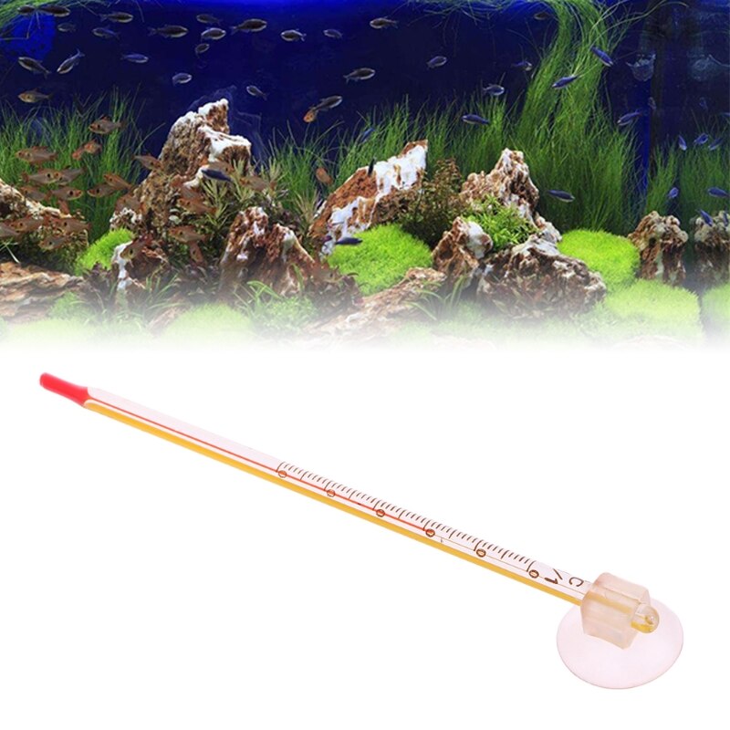 Aquarium Glass Thermometer With Sucker Fish Tank Reptile Box Accessory Supplies 77UD