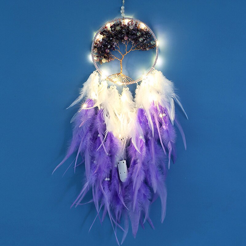 Moderne Stijl Handgemaakte Weave Dromen Catcher Pendantcolorful Stenen Tree Of Life Dreamcatcher Decor Opknoping Meisje Room Decor