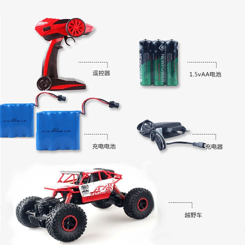 2.4G 4CH 4WD Rock Crawlers climbing RC Car 4x4 Driving Car Double Motors Drive Bigfoot Car Remote Control Off-Road Vehicle toy: 06