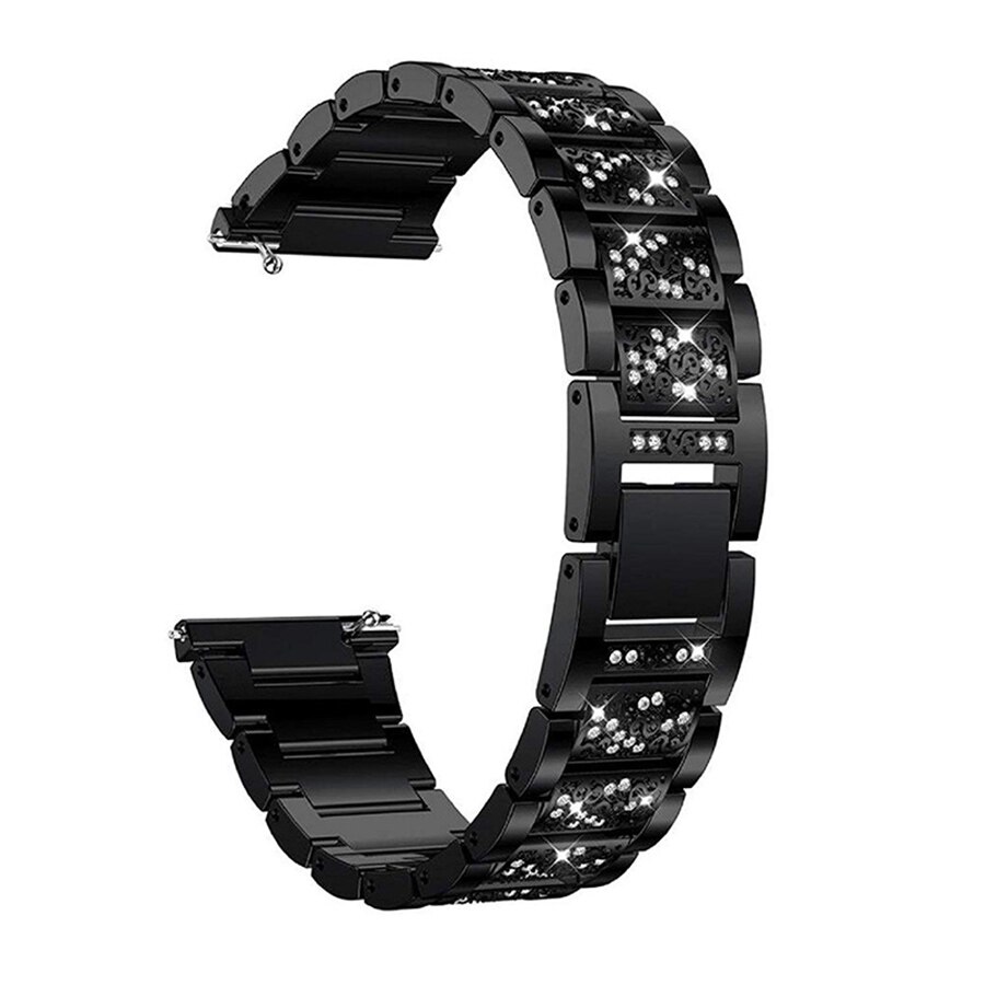 Bling smartklokke erstatningsbånd til fitbit versa/versa 2 stropper til kvinner oppkledd metallarmbånd smykker armbånd rosa rosa: Svart