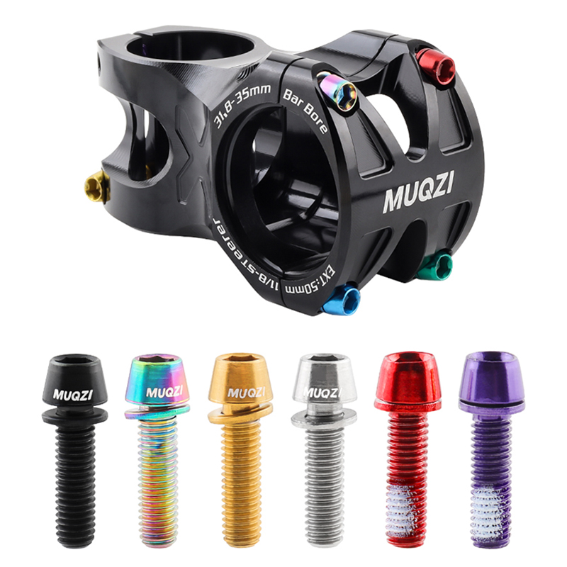 MUQZI 6 uds pernos de vástago M5x17mm tornillo de vástago de manillar de bicicleta con arandela MTB tornillo elevador de vástago de bicicleta de carretera