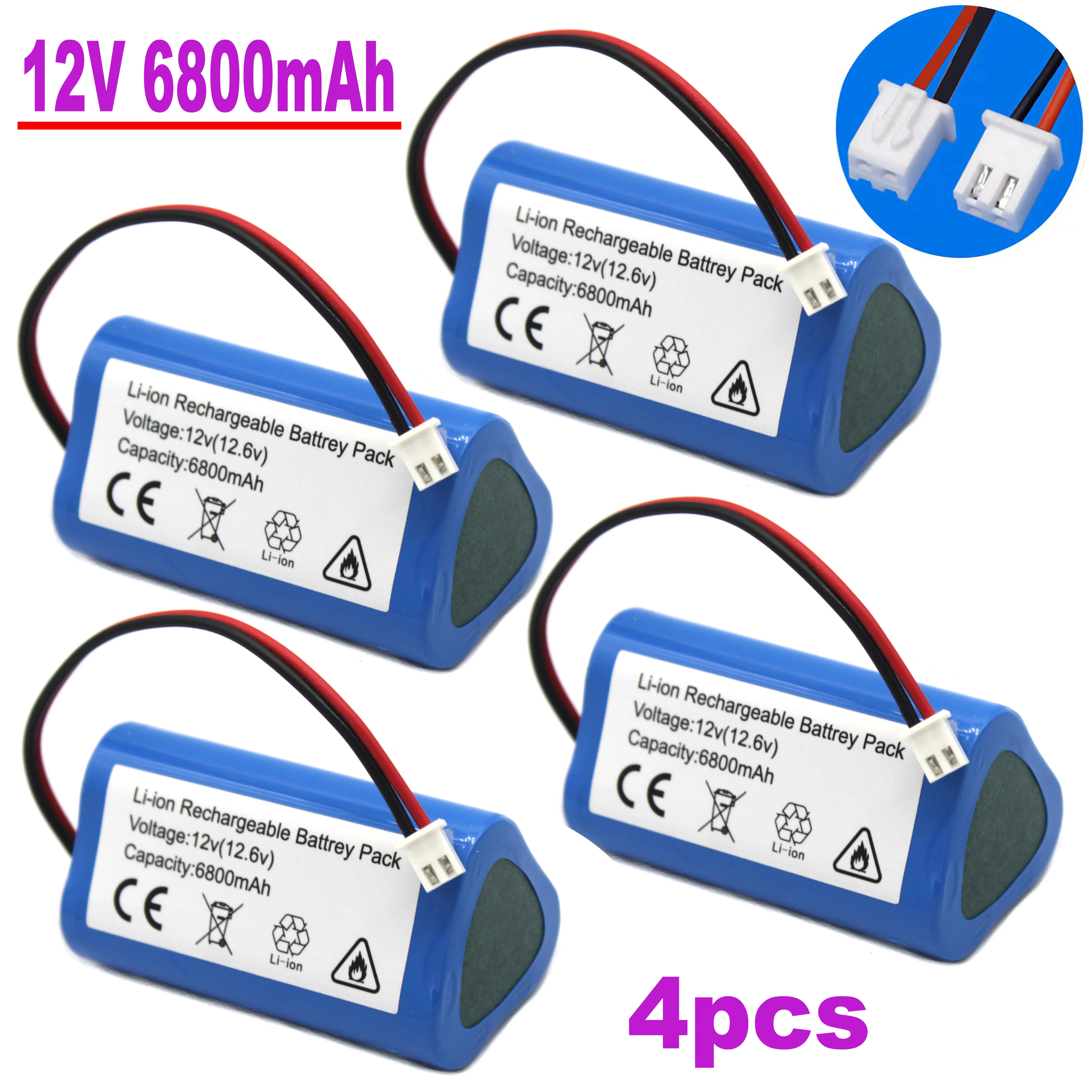 100% New.12V. 3a. 18650 Paquete de bateria de litio muslim. 6800mAh construido en BMS.Bluetooth altavoz linterna.GPS.fascia arma.: Rosso