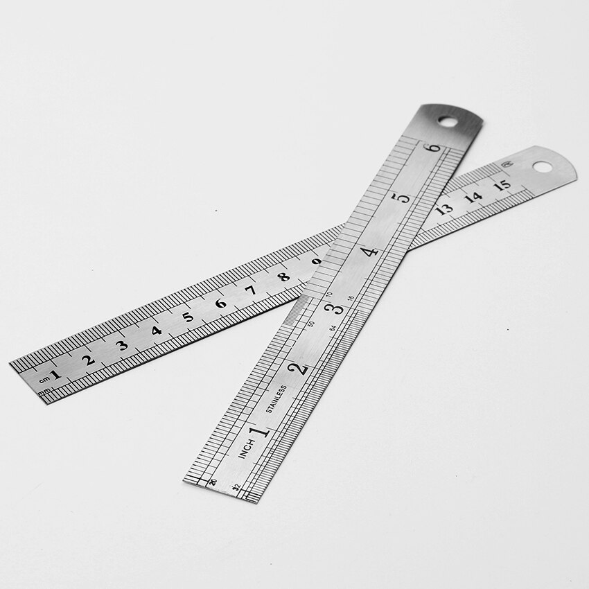 1 PC 15cm 6 Inch Stainless Steel Metal Straight Ruler Precision Double Sided Learning Office Stationery Drafting Supplies