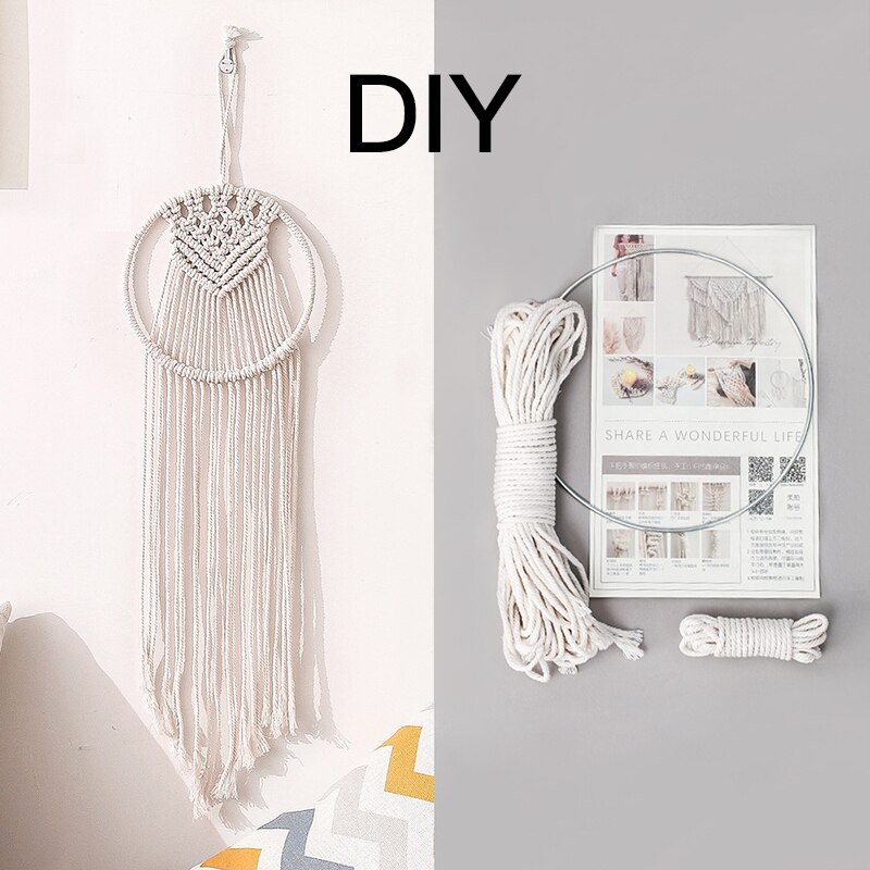 Macramé nórdico atrapasueños tapiz decoración de habitación decoración de granja hecho a mano atrapasueños: G
