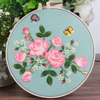 Hand Chinese Flower Embroidery Kits Needlework Kits Floral Cross Stitch Sets with Hoop Swing Art Wall Painting Home Decor: 5
