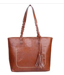 Trend Woman Package Handbag Bale Single Shoulder Tassels Bag: reddish brown