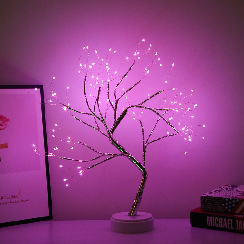 36/108 LEDS Night Light Bonsai Tree Light USB Copper wire Table Lamp for Home bedroom indoor kids bar Decor fairy light