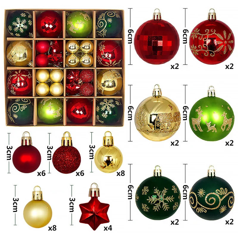 Christmas Tree Decoration 42PCS 6CM Balls Ornaments Set For Xmas Hanging Home Supplies Christmas Year Party: Light Grey