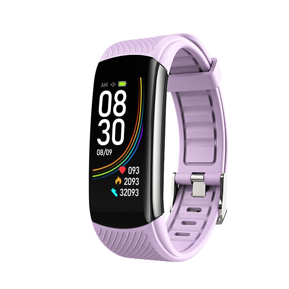 C6t kroppstemperatur smart armband klocka vattentät pulsmätare smartband armband fitness hälsa tracker smartwatch: Lila