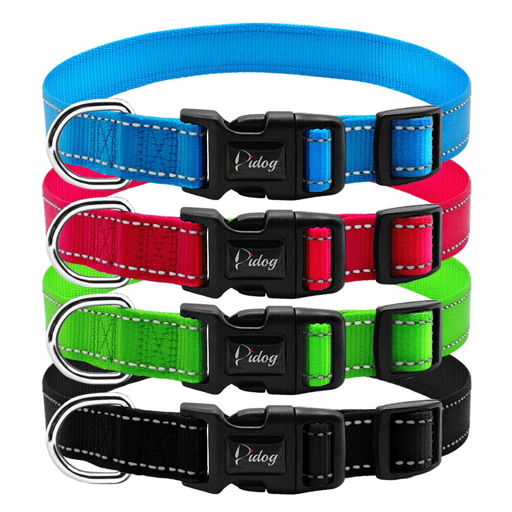 Reflective Nylon Dog Collar Adjustable Dogs Collars For Small Medium Pet With Plastic Buckle For Walking French Bulldog Pug