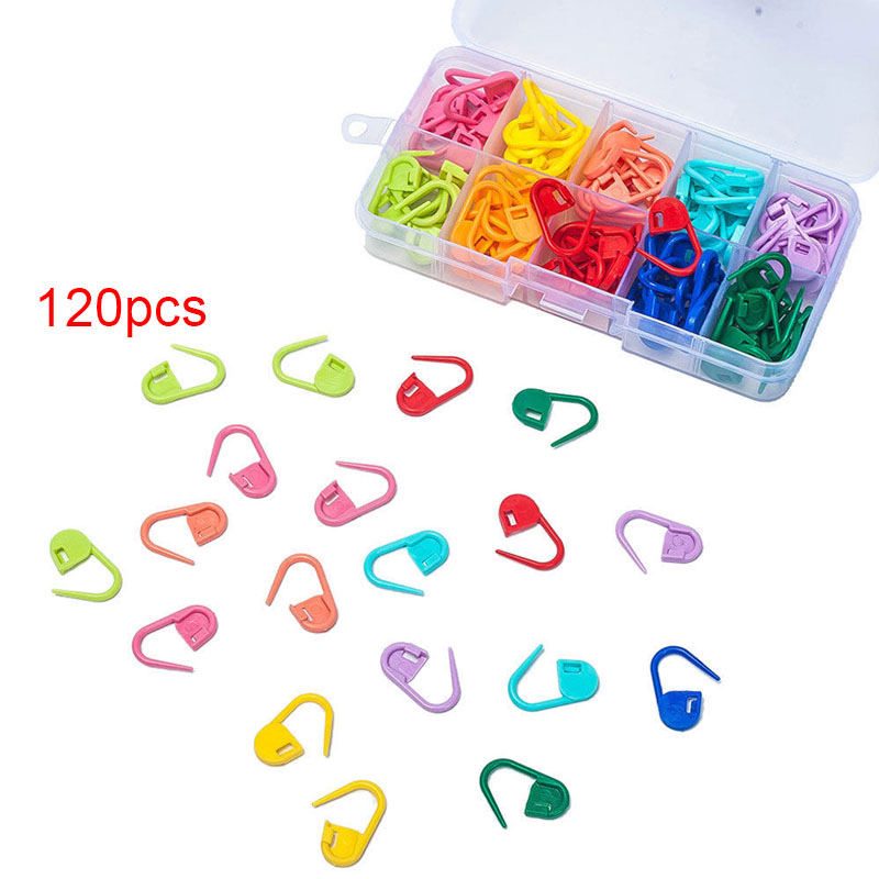 120 Pcs/Set Amazing Knitting Crochet Locking Stitch Needle Clip Markers Holder Tool Plastic SER88: Default Title