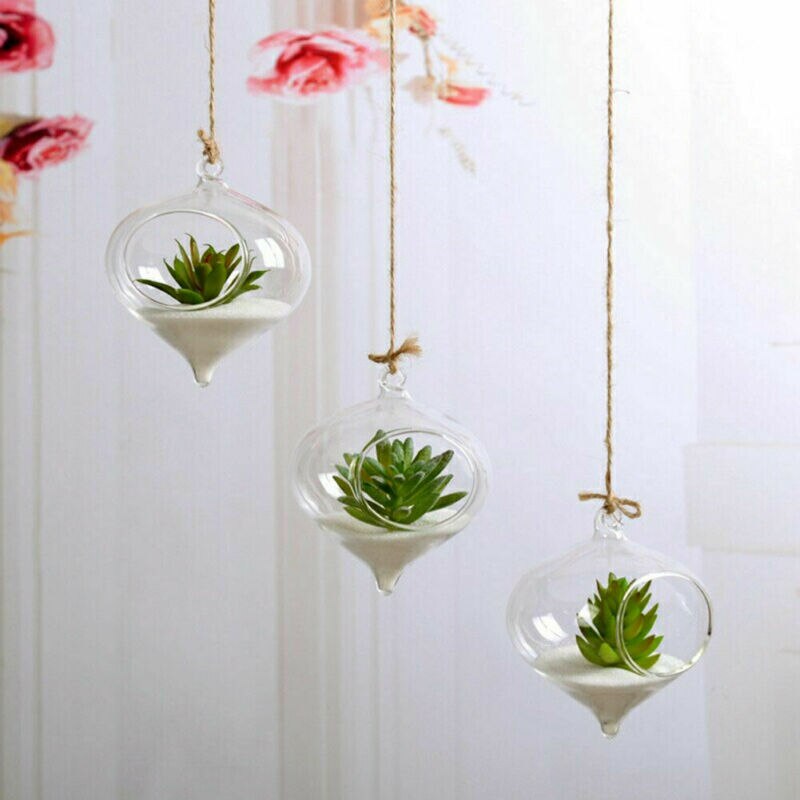 Blomma växt klart glas vas hängande planter terrarium behållare fest bröllop dekor flaska kruka hem trädgård boll rund vas