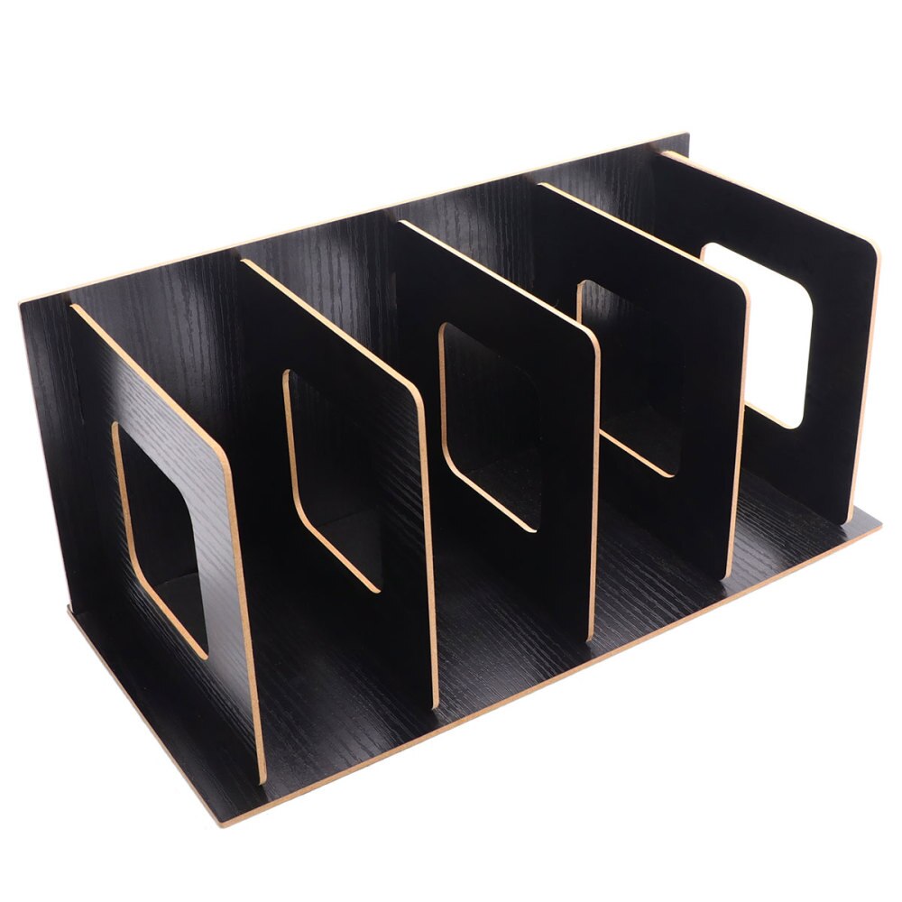 DIY Wooden Bookends Nonskid Heavy Duty Book Ends Supports Home Storage Rack for Books DVDs Magazines (Black)