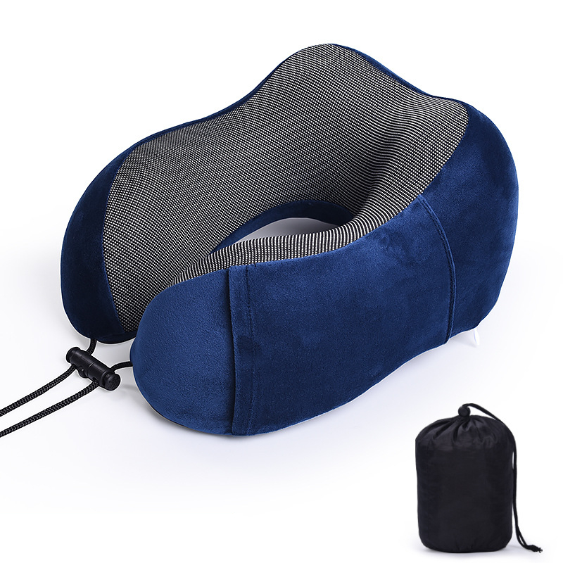 1PC en Mousse à Mémoire De Forme En Forme de U Cou Oreillers Doux Rebond Espace Oreiller De Voyage Solide Cervicale Soins Literie: navy blue