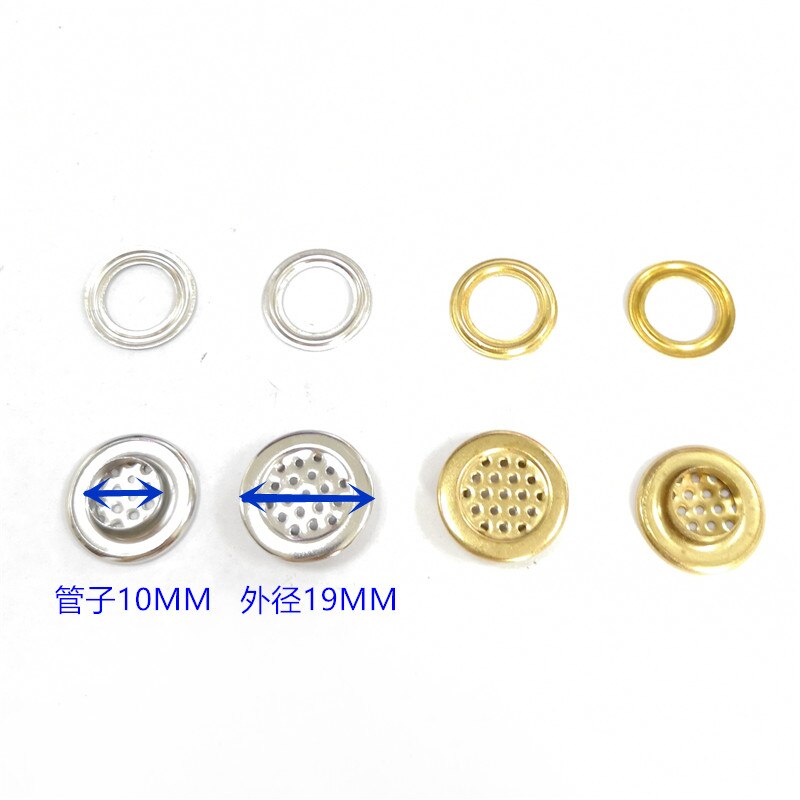 19 MM diameter Brass material eyelets with net 10 MM hole inner diameter eyelet for the hat and raincoat