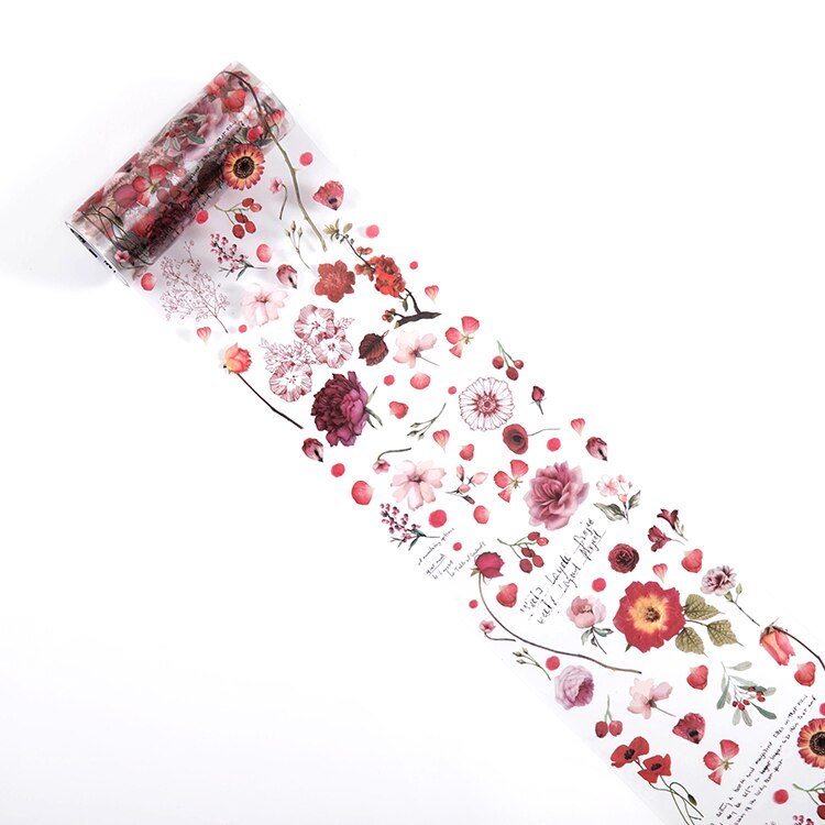 10cm*3m, botanical illustration diary paper tape PET transparent tape DIY scrapbook label label masking tape: D