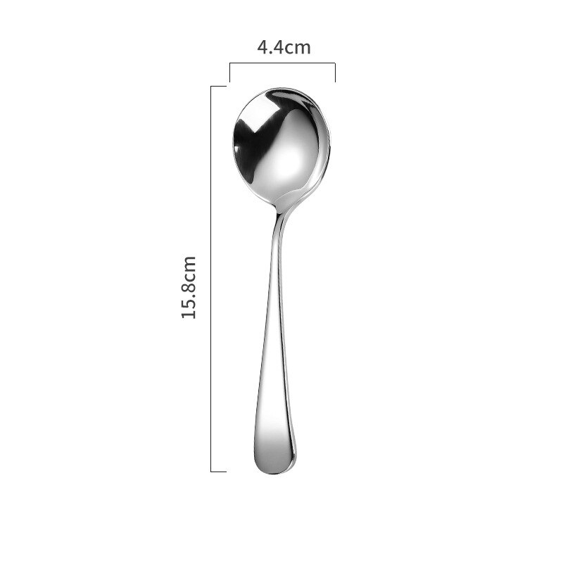 1pc Stainless Steel Round Head Spoon Long Handle Coffee Ice Cream Desserts Spoons Beautiful Tableware Housewares Kitchen: Silver