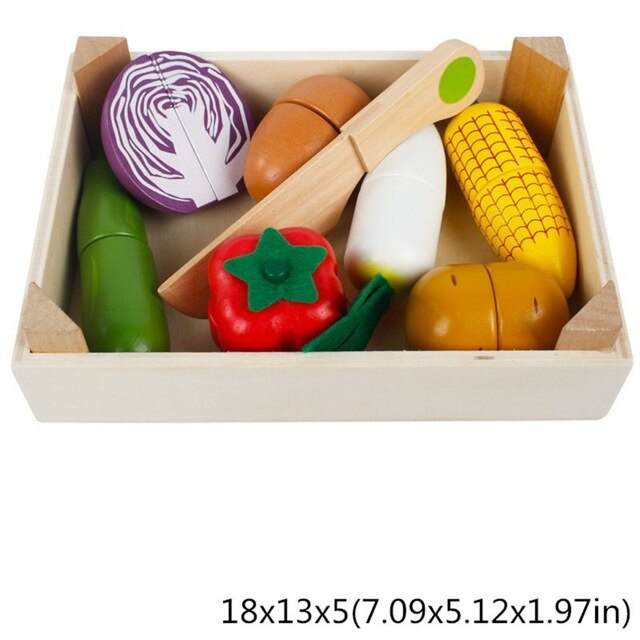 Magnetic Wooden Kitchen toys Fruit and Vegetable Combination Cutting Toys Seafood Set Children Play & Pretend Simulation Playset: 5