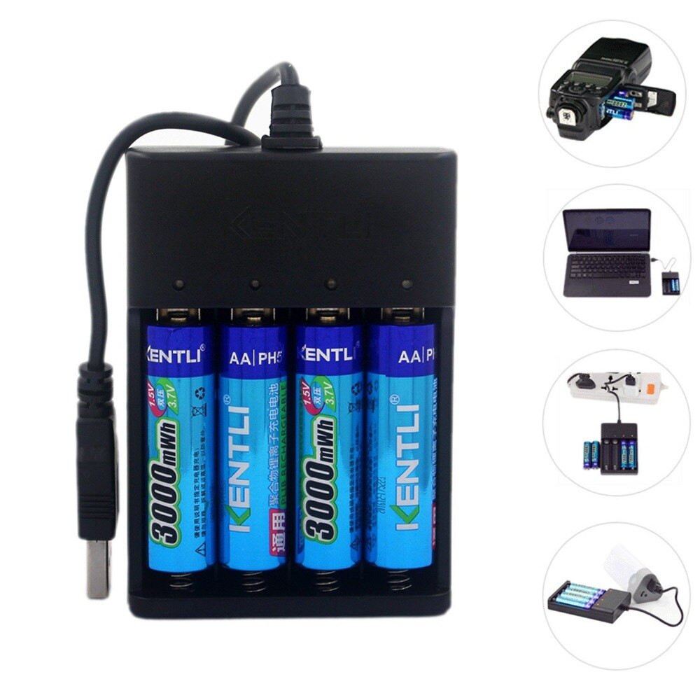 Neue Leistungsstarke KENTLI Batterie AA 1,5 V 3000mWh Polymer Lithium-li-Ion Akkus Halloween Weihnachten ect.