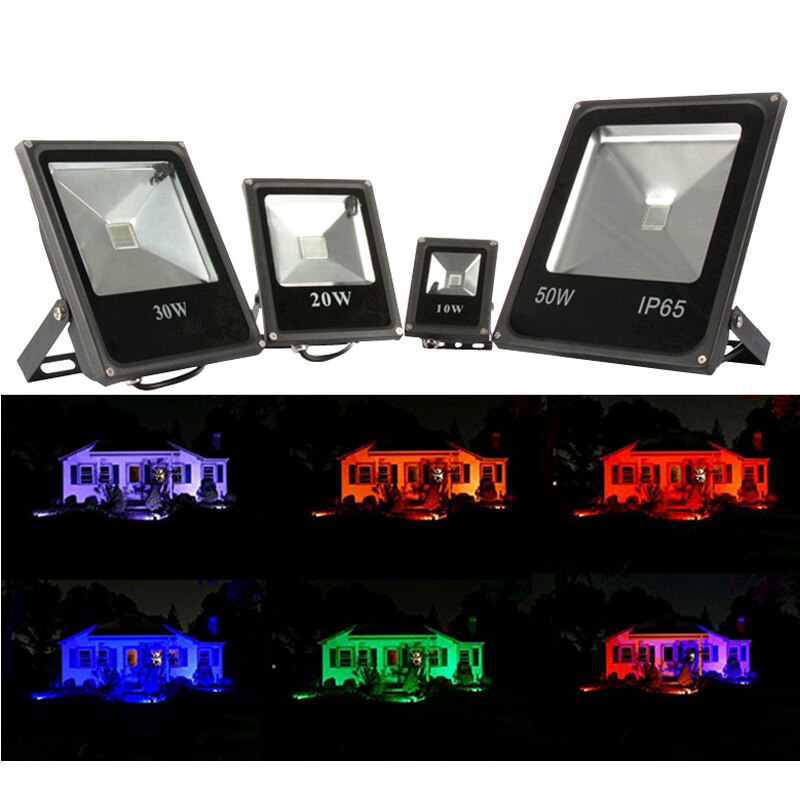 RGB Waterproof LED Outdoor Flood Lights 10W 20W 30W 50W Floodlight Outdoor Landscape Lighting For Garden Street AC110V 220V