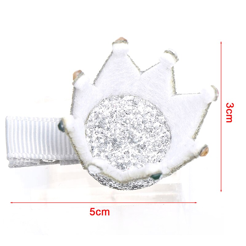 Pinzas para el pelo de corona de cuero sintético brillante, Mini horquilla de cumpleaños para niños, pasador de Tiara de princesa brillante rosa, plateado y dorado