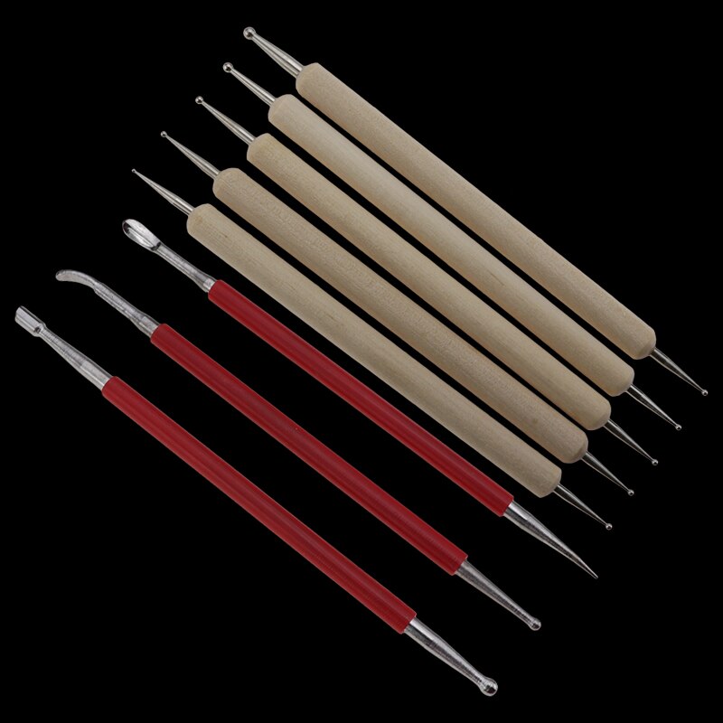 8Pcs/Set Leather Craft Tool Modeling Point Stylus Modelling Carving Tool Spoon Balls Embossing Carving Blade Press Tool