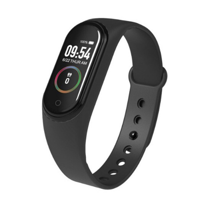 2pcs Couple M4 Smart Bracelet Heart Rate Blood Pressure Health Waterproof Smart Watch Bluetooth Watch Wristband Fitness Tracker: Black