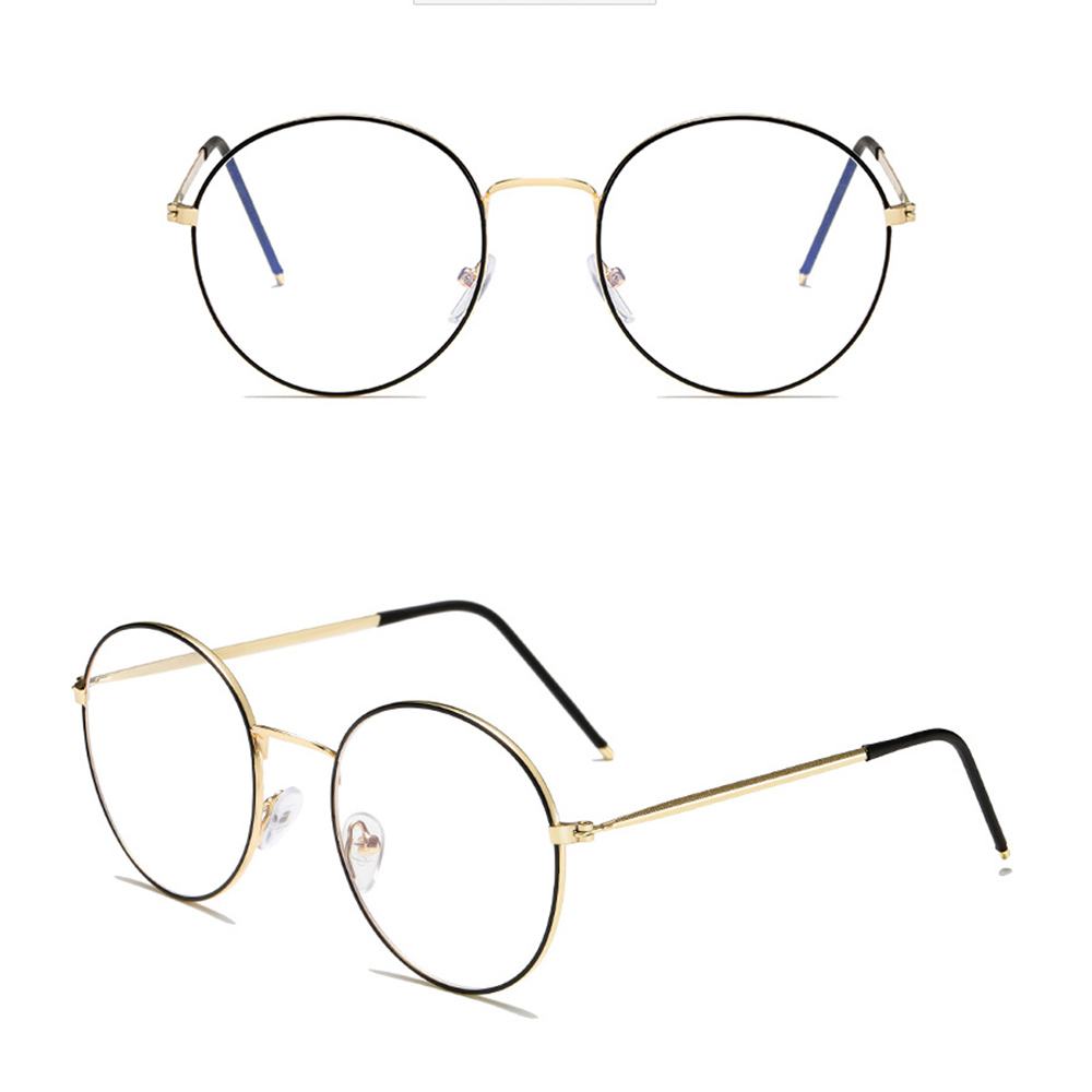 Vintage Retro Round Metal Spectacles Metal Frame Women Men Anti Blue Light Ray Blocking Computer Glasses Car Clear Lens Eyewear