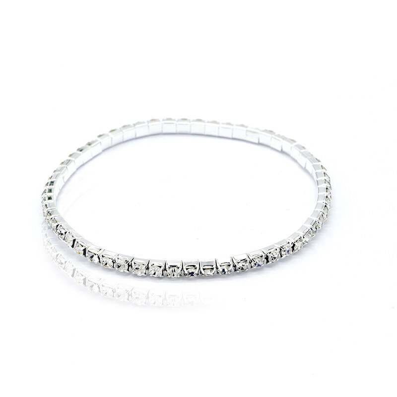 Pulsera tobillera con diamantes de imitación para mujer, 2, 3, 4 y 5 filas, cadena elástica, 1 unidad: 1