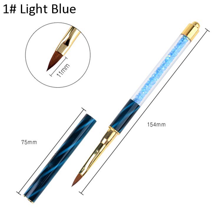 pincel de dibujo gradiente para uñas, diamantes de imitación, Ojo de gato, 1 Uds., pinceles planos para pintar, herramientas para esmaltado de uñas en Gel UV DIY: 1 light blue