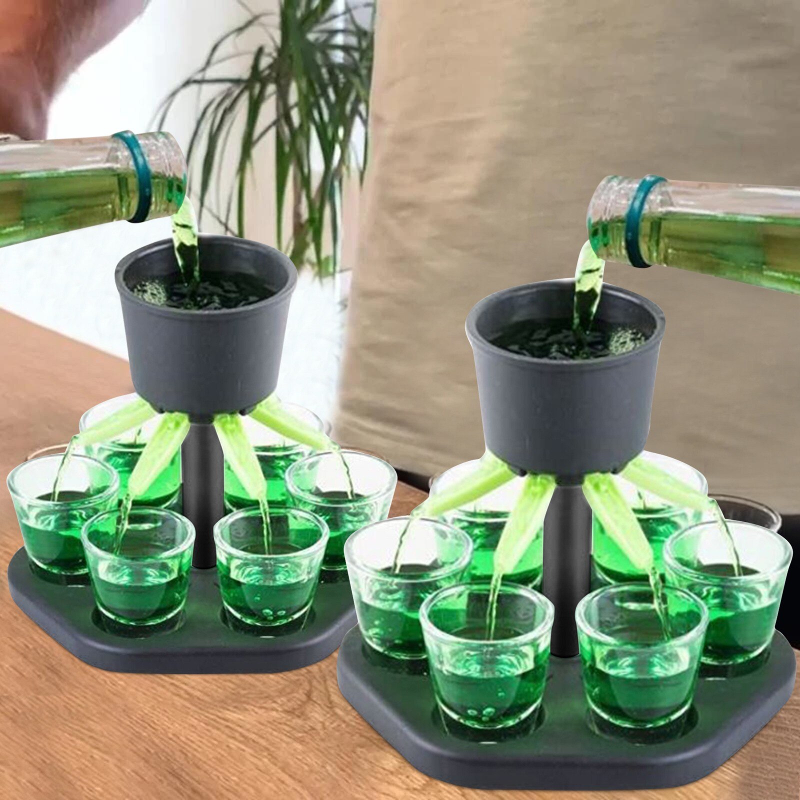6 Shot Pouring Wine Dispenser Holder Plastic Star Shaped Beer Champagne Quick Filling Dispenser Rack Drinking Game Bar Supplies