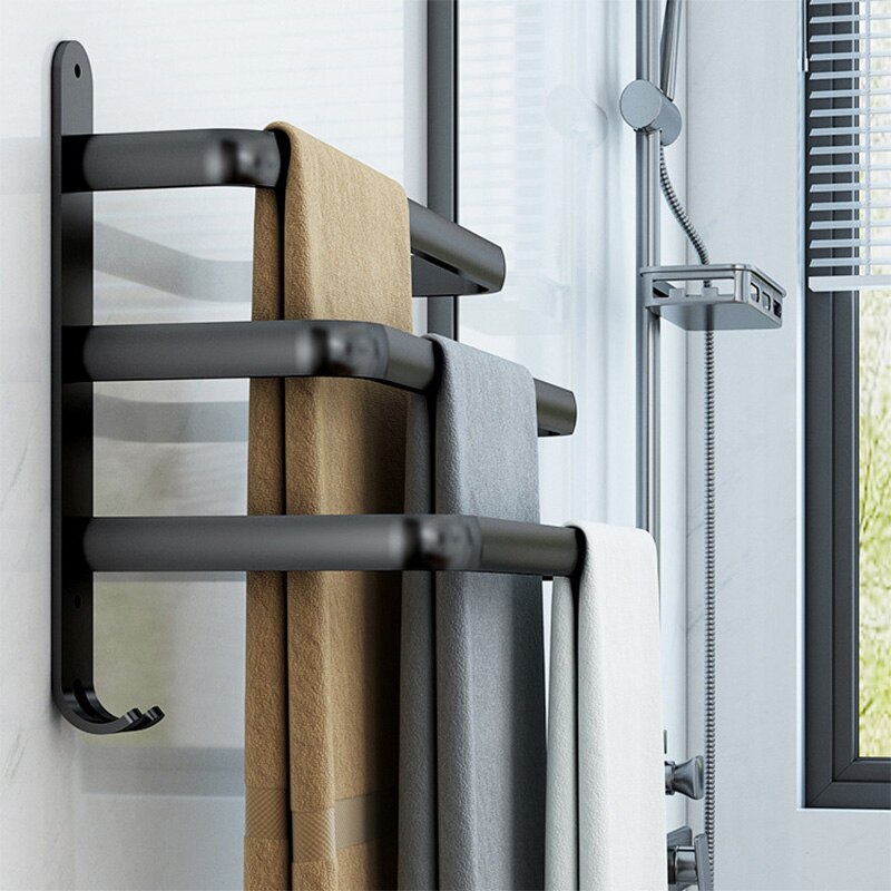 Veggmontert 30-50cm sort håndkleholder holder dobbelt tre bar med kjøkkenutstyr kappekrok henger baderomsutstyr uten stansing