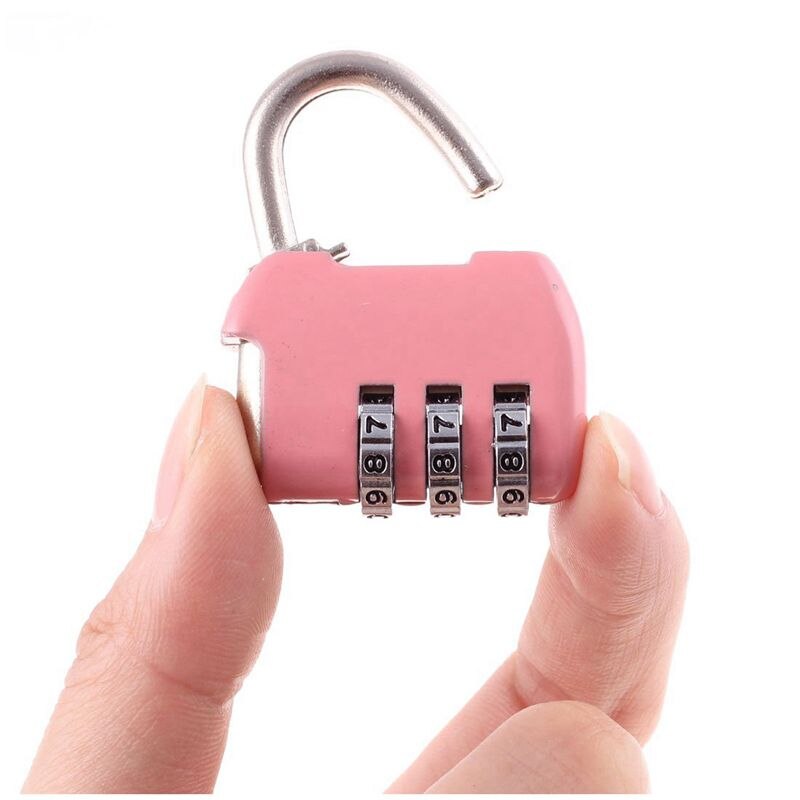 Door lock Luggage Box Resettable Combination Lock Padlock 3 Digit Number Pink