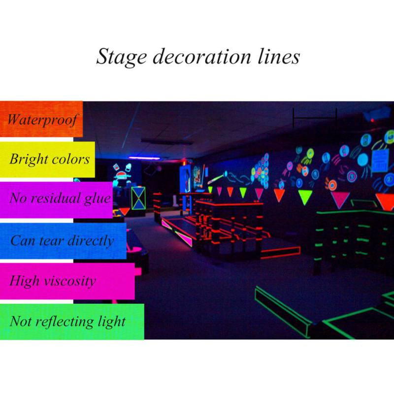 6 teile/satz Fluoreszierende Band UV Selbstklebende glühen in das dunkel Band Neon- Gaffer Zauberstab Aufkleber Klebeband Sicherheit Warnung Für wohnkultur