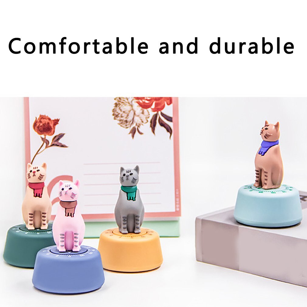 Lazy Cat Timer Lesson Time Manager Kitchen Timer Mechanical Reminder Cute Cartoon Timer Kitchen Tools